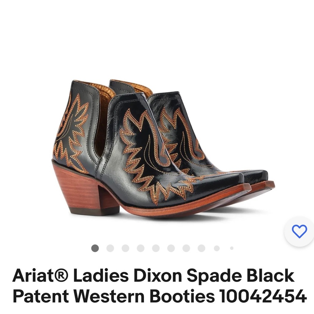Ariat® Ladies Dixon Spade Black Patent Western Booties 10042454, size 8B